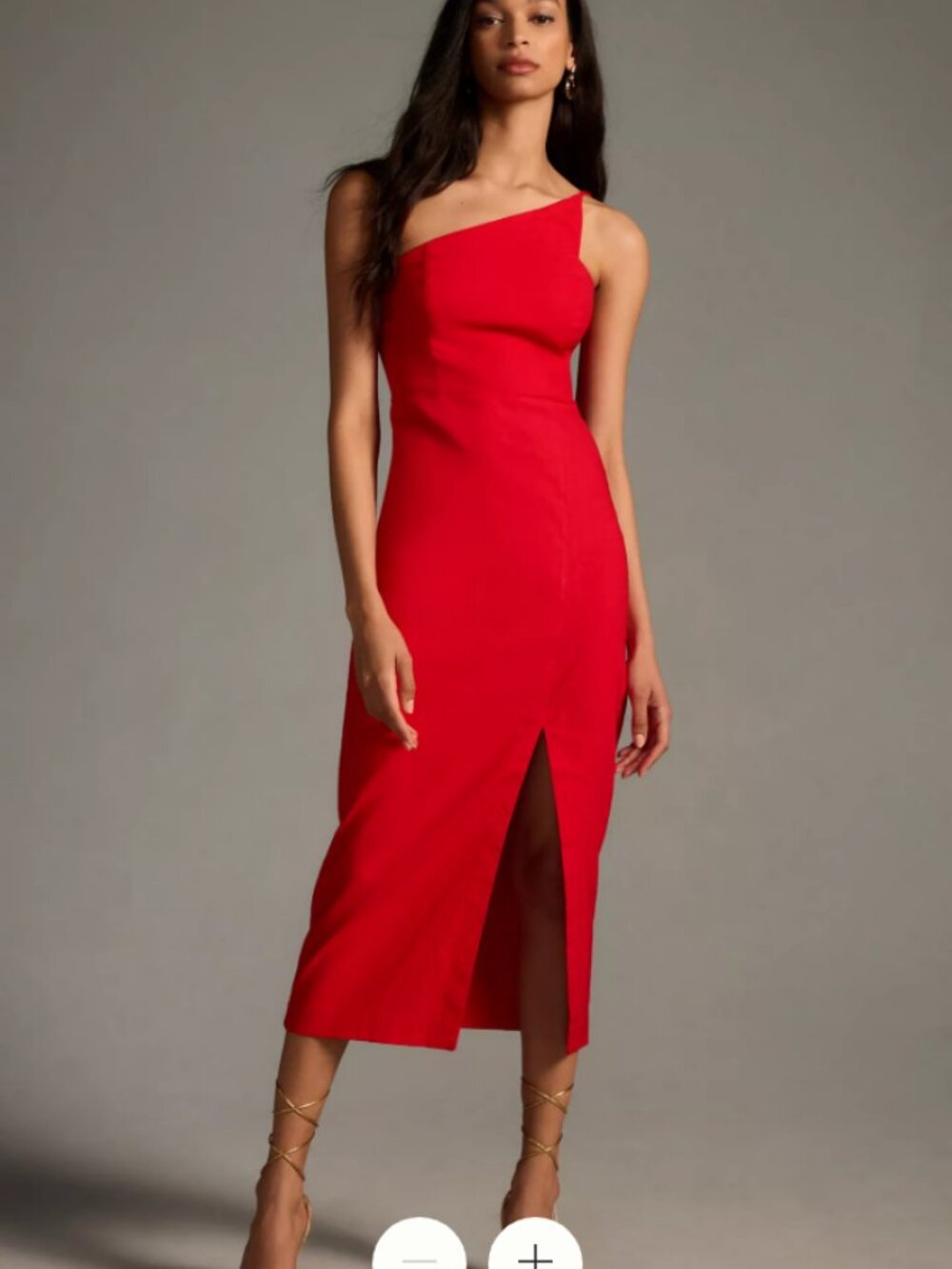 NWT Anthropologie One-Shoulder Slim Midi Dress Red Size Small